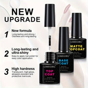 Nail Primer Base Top Coat 3-in-1 Liquid 8ML Quick Dry Long Lasting for DIY Nail Art