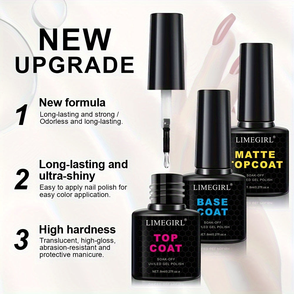 Nail Primer Base Top Coat 3-in-1 Liquid 8ML Quick Dry Long Lasting for DIY Nail Art