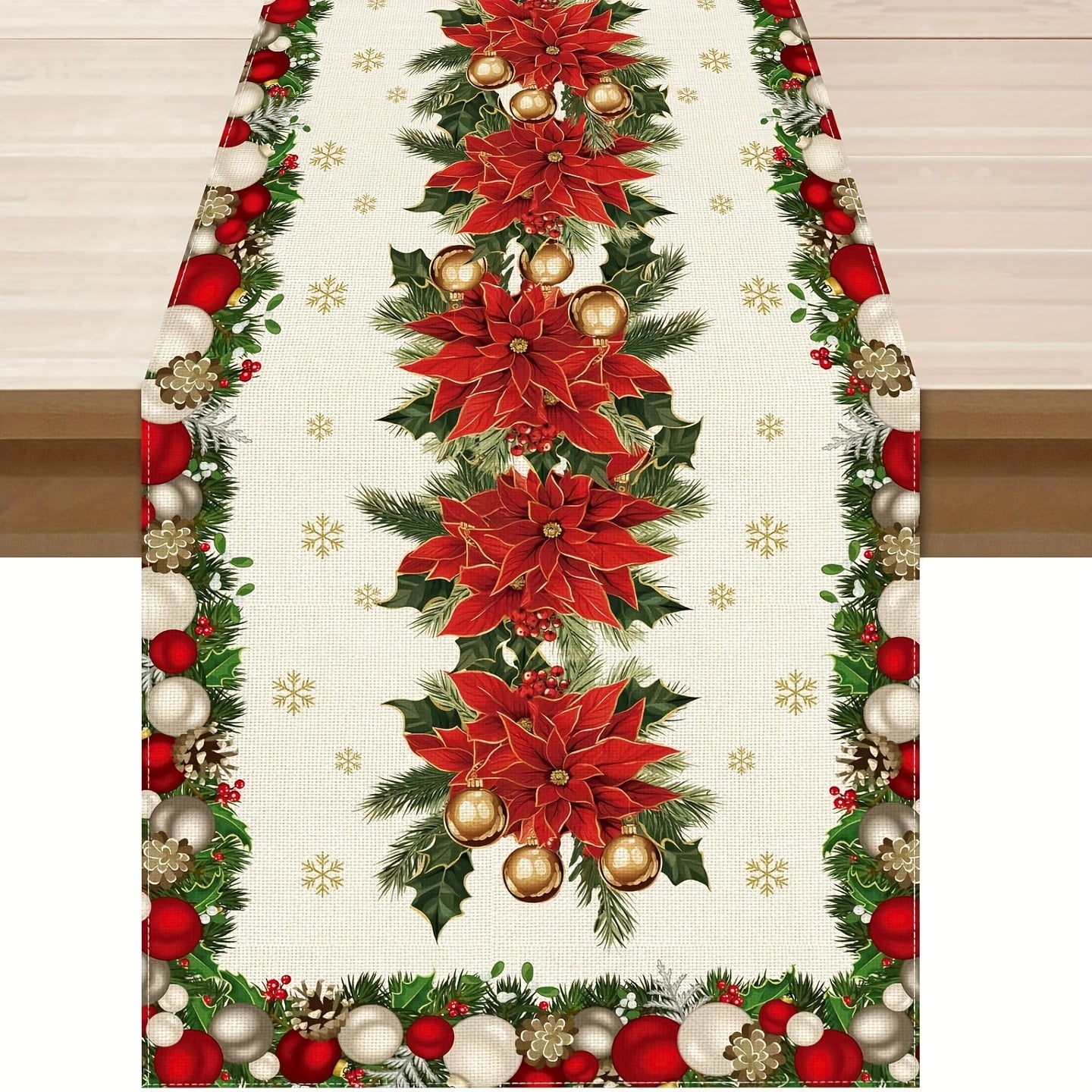Christmas Snowflakes Linen Table Runner in Various Sizes for Home Decor