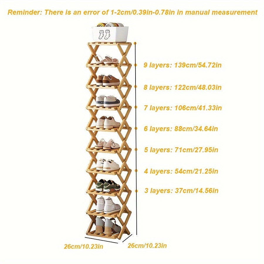 Estantería para zapatos retráctil de instalación gratuita, de 3 a 9 niveles, ahorrador de espacio para puertas estrechas