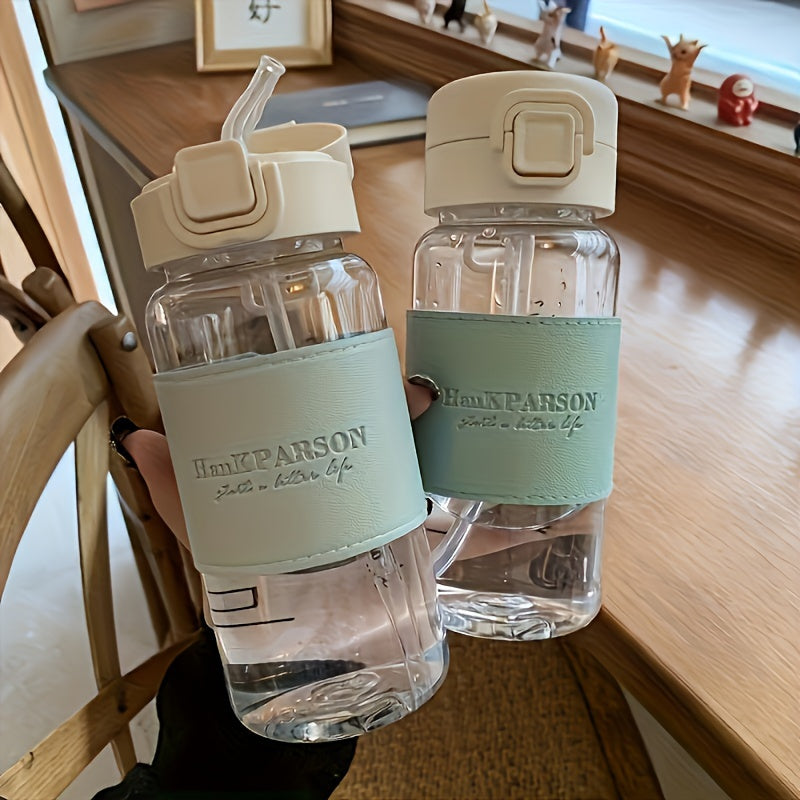 500ml Plastic Water Bottle with Straw Leakproof Flip Top BPA-Free for Sports Fitness Travel Pack of 1