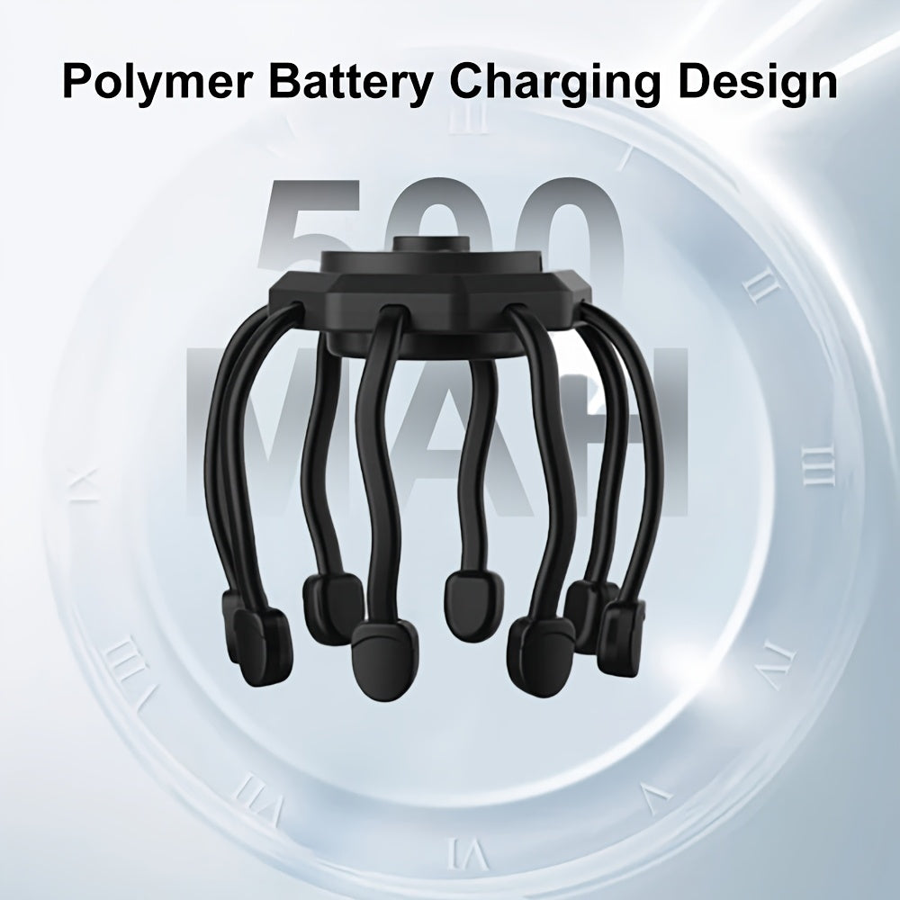 3 rejimli portativ elektr bosh massajeri, 8 yumshoq barmoq bilan 360 daraja bosh massajeri, dam olish va stressni kamaytirish uchun, USB orqali zaryadlanadigan, ajoyib bayram sovg'asi.