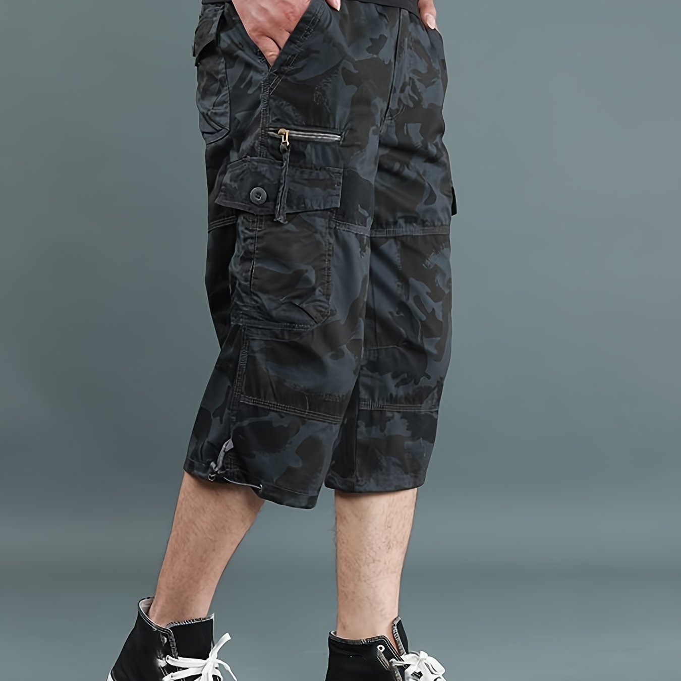 Men's Cotton Cargo Shorts for Hiking Cycling Summer Casual Loose Fit