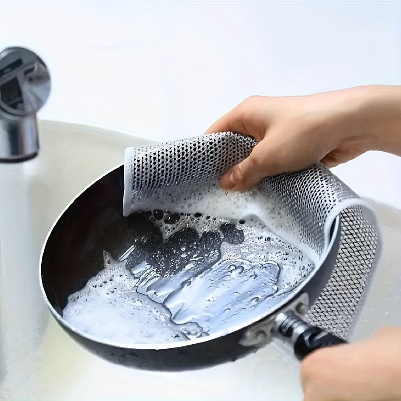 Stainless Steel Wire Scrubber with Steel Ball and Rags for Dish and Pot Cleaning Sizes 1 3 5 10 20