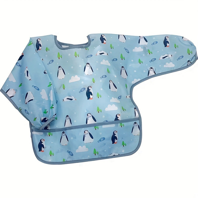 Unisex Waterproof Baby Bib with Hood and Snap Closure Polyester Fiber Feeding Apron