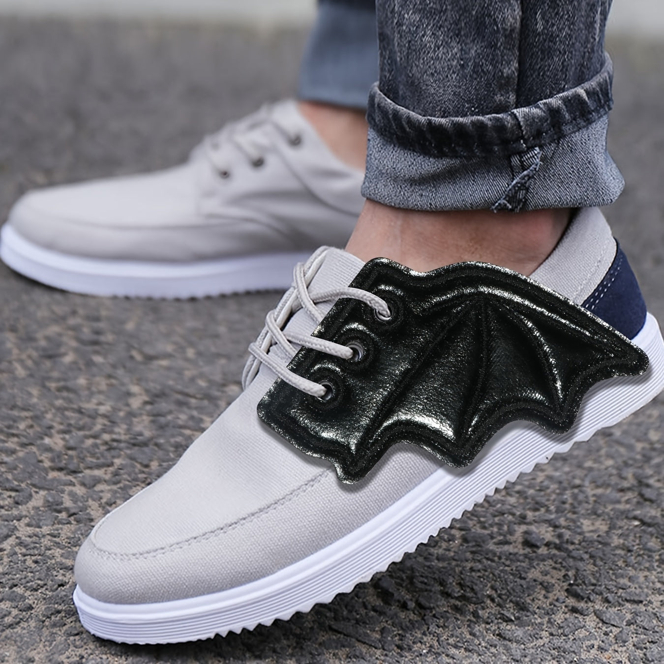 Unisex Shoe Lace Charms Bat Wing Shaped Decor for Sneakers Boots