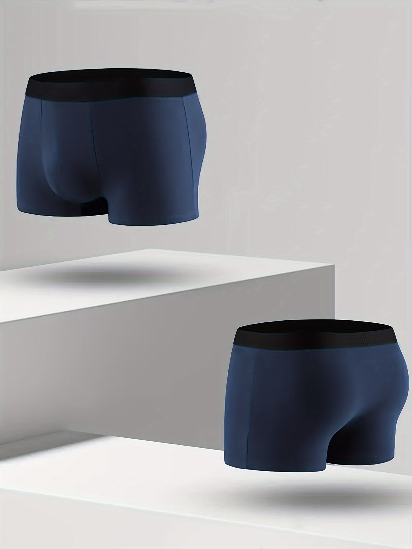 Men's Solid Color Polyester Boxer Shorts Pack of 3 Casual Sports Comfortable Underwear