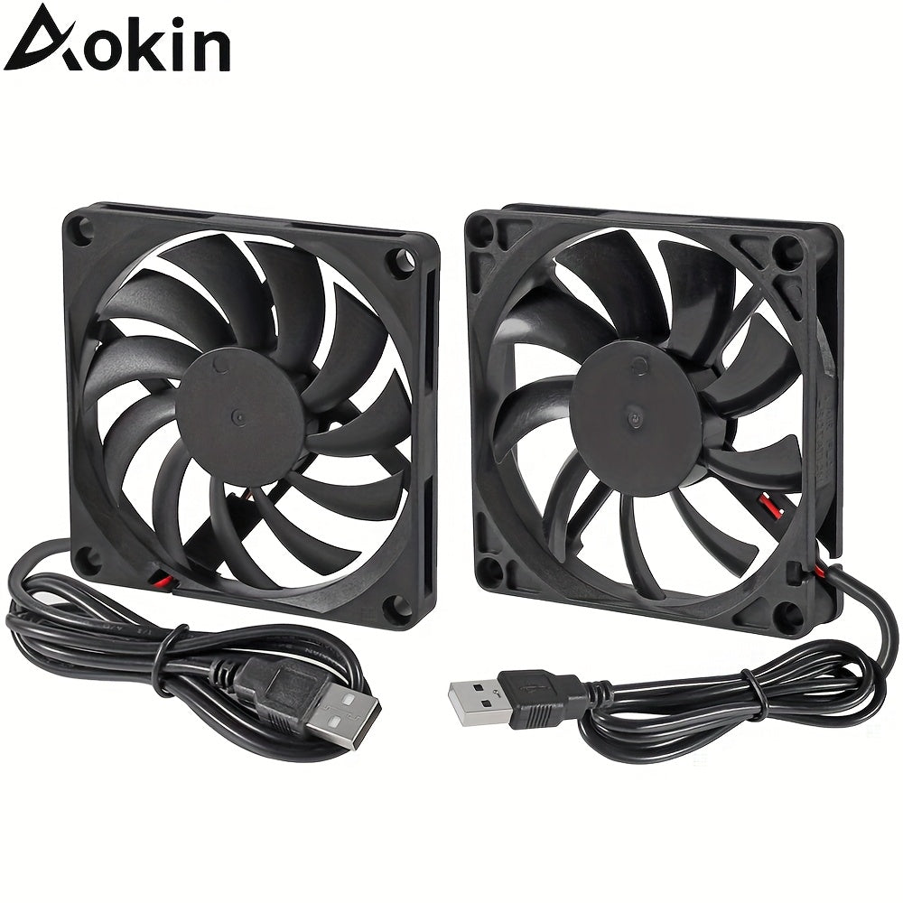 Two 80mm DC 5V USB fans for 3D printers and PC CPU cooling 8010 8015