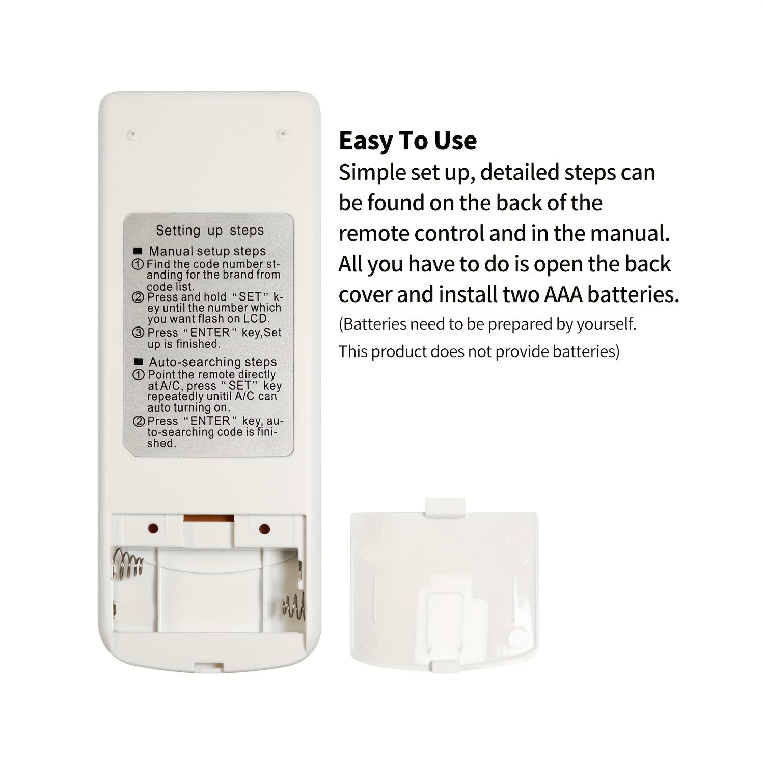Control remoto universal de aire acondicionado con batería, sensor infrarrojo, plástico, compatible con la mayoría de los aires acondicionados