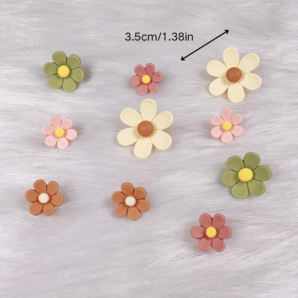 10Pcs Green and Pink Flower Shoe Charms, Layered Shoe Decorations for Summer