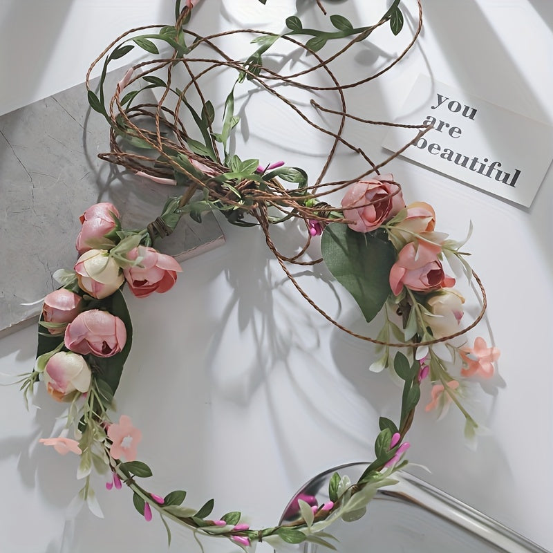 Искусственный цветочный обод для волос для свадеб и особых случаев, гирлянда, головной убор невесты