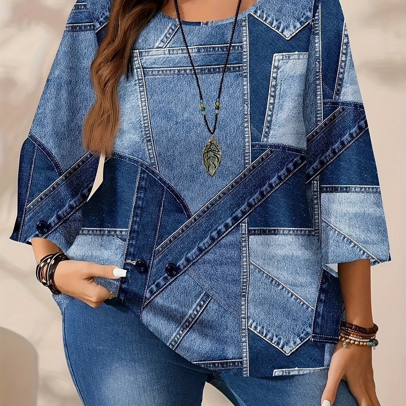 Plus Size Women's Floral Print Blouse Short Sleeve Lightweight Polyester