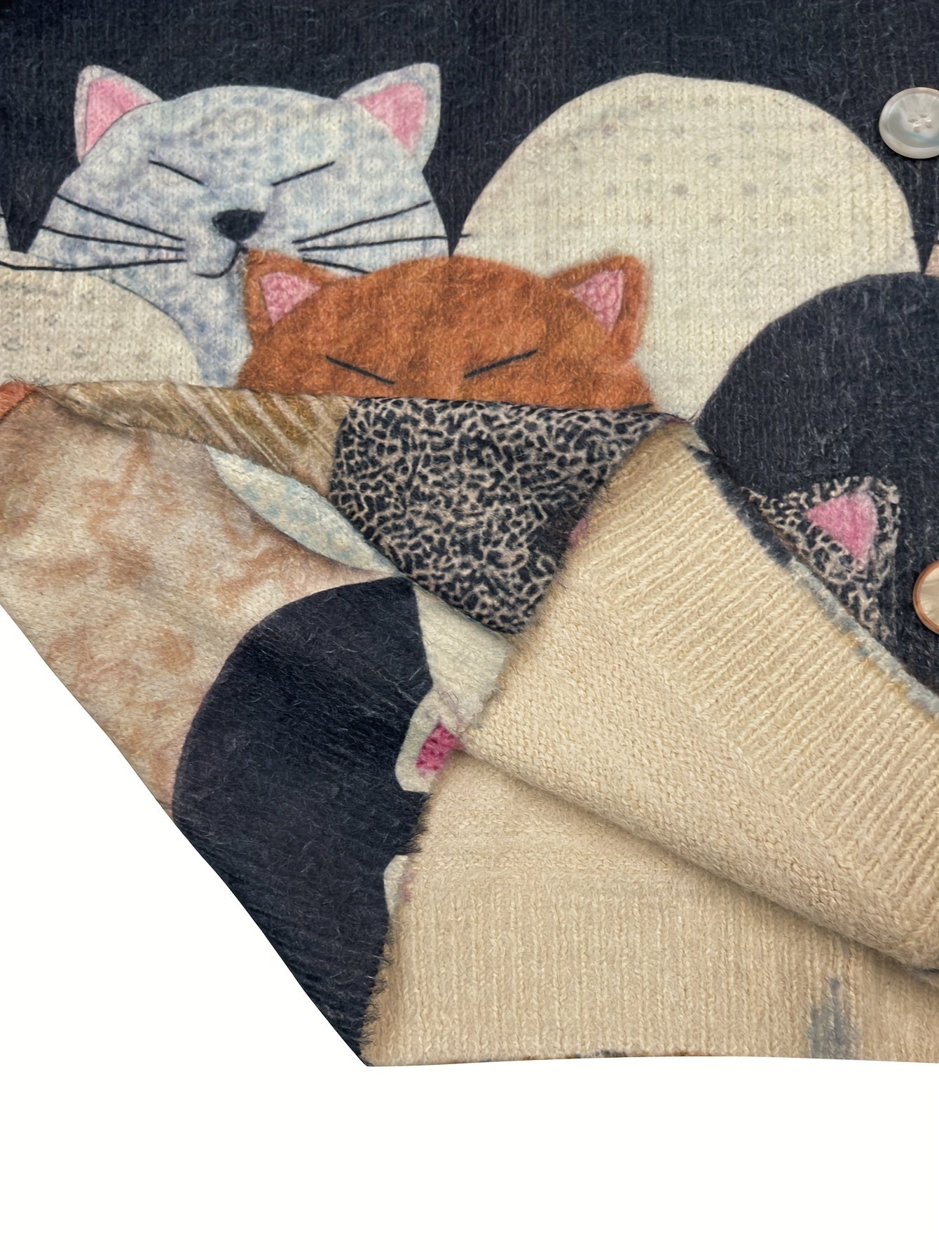 Cárdigan de efecto punto para mujer con estampado y cuello en V oversize