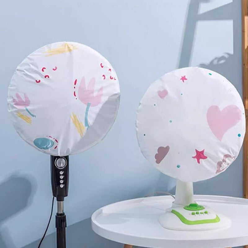 Set of 2 Round Dust Covers for Fans Washable Fabric Mesh Protection for Wall and Floor Fans