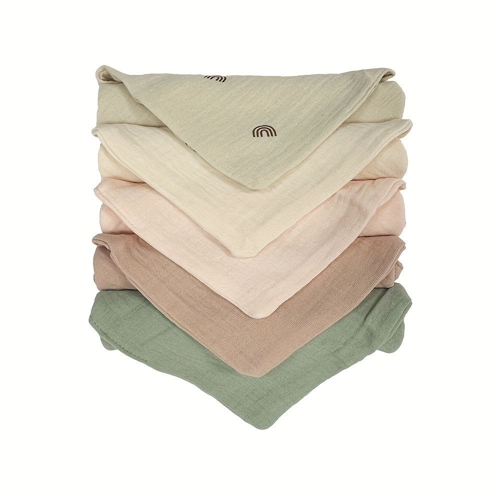 Набор из 5 муслиновых пеленок Youngsters 100% - 4 слоя гипоаллергенных полотенец для лица, успокаивающих слюну - Пеленки размером 22.86x22.86 см - Необходимы для детей - Идеально подходят для мальчиков и девочек (случайные цвета)