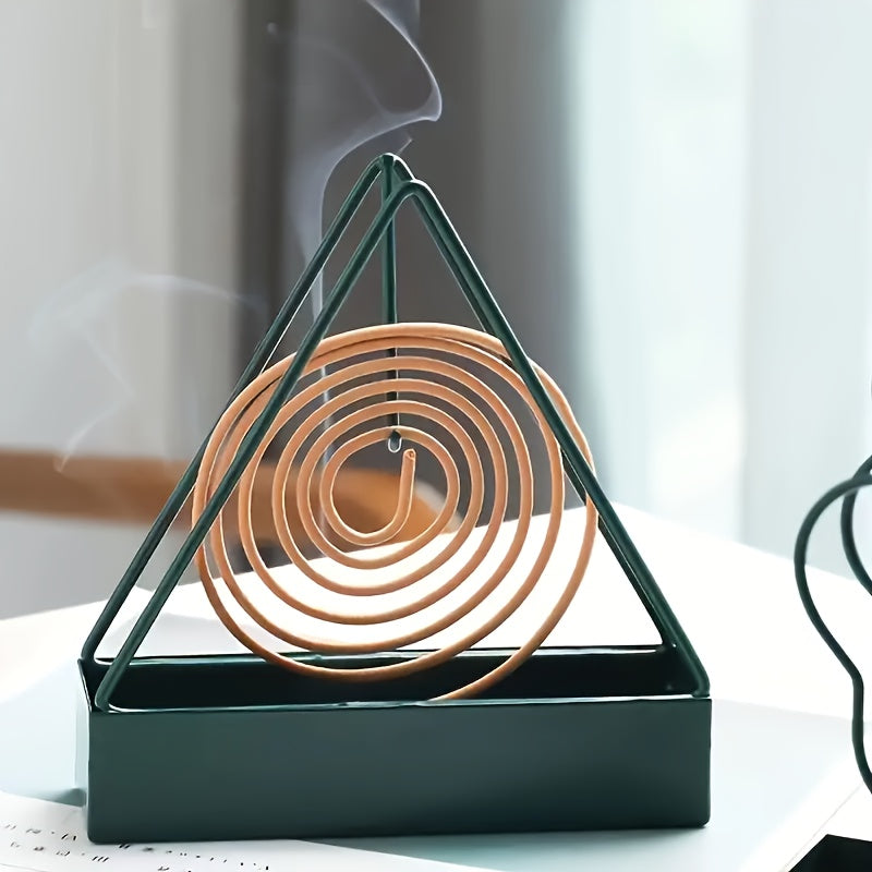 Indoor Outdoor Green Cast Iron Mosquito Coil Holder with Incense Stick Stand