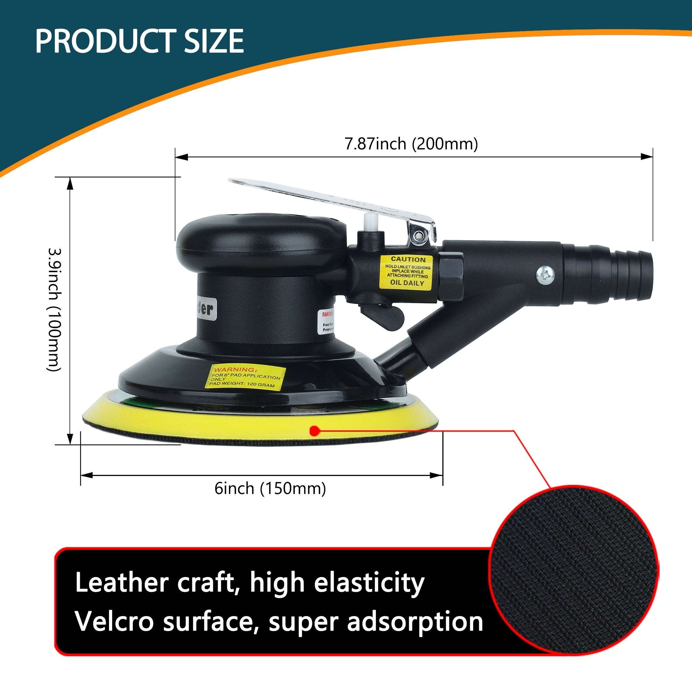 6-дюймовая профессиональная пневматическая ручная шлифовальная машина с двойным действием и шлифовальной подушкой для различных размеров частиц.