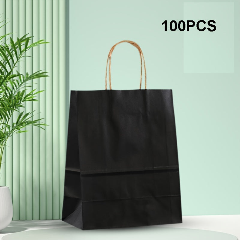 100 Pieces Kraft Paper Bags 15cm x 8cm x 21cm for Gift Packaging Shopping Takeout