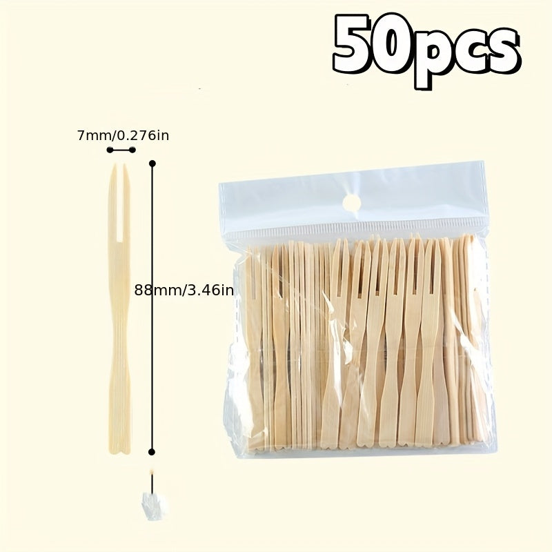 Set of 50/80/160/300 Mini Bamboo Forks Wooden Appetizer Picks for Charcuterie Boards and Party Food