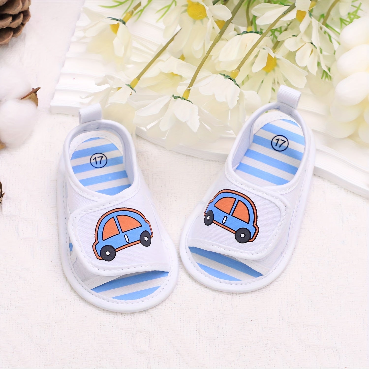 Baby Boys Open Toe Canvas Sandals Lightweight Non-slip Shoes for Spring and Summer