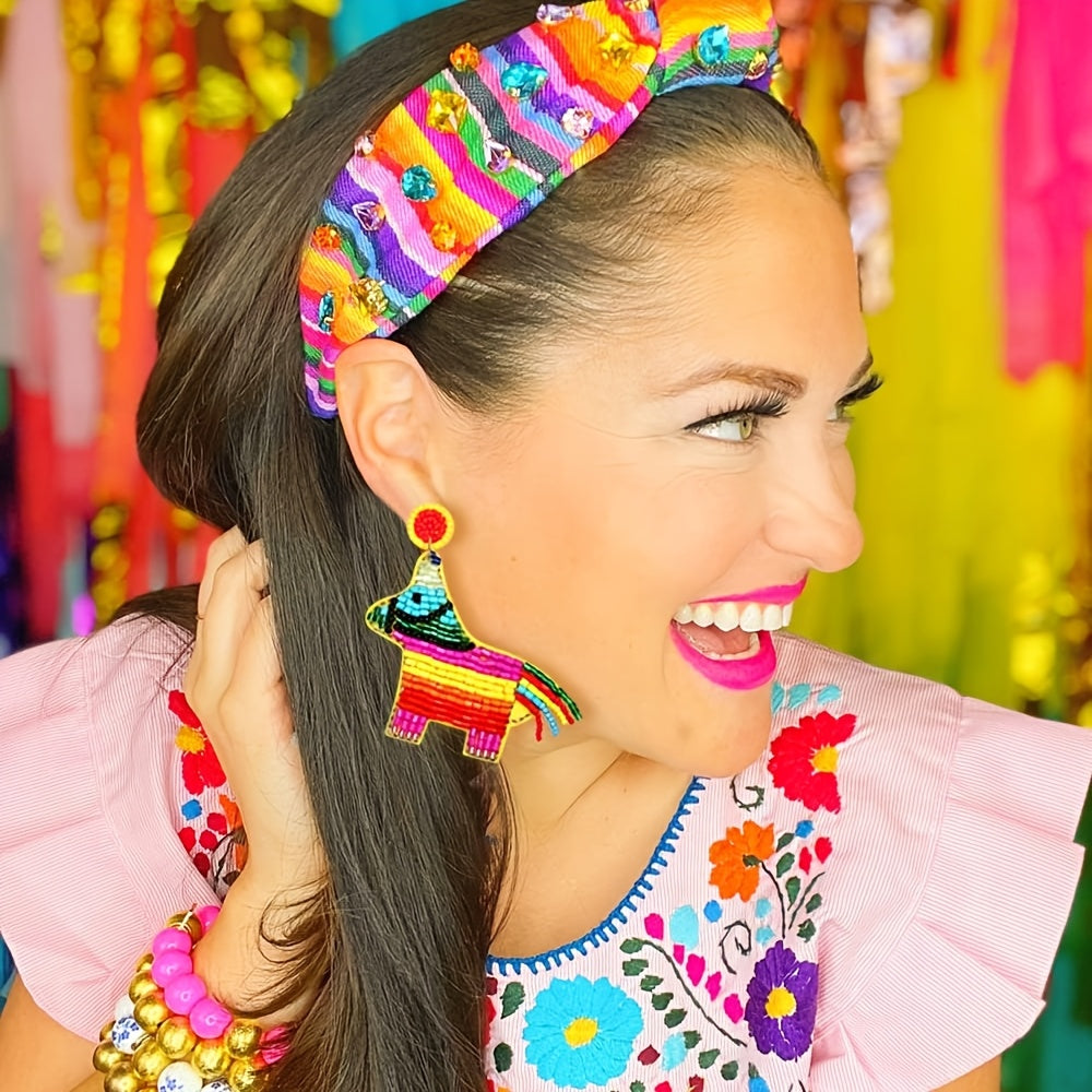 Bohemian Beaded Cactus Earrings for Women Stainless Steel Posts Vibrant Plant Design