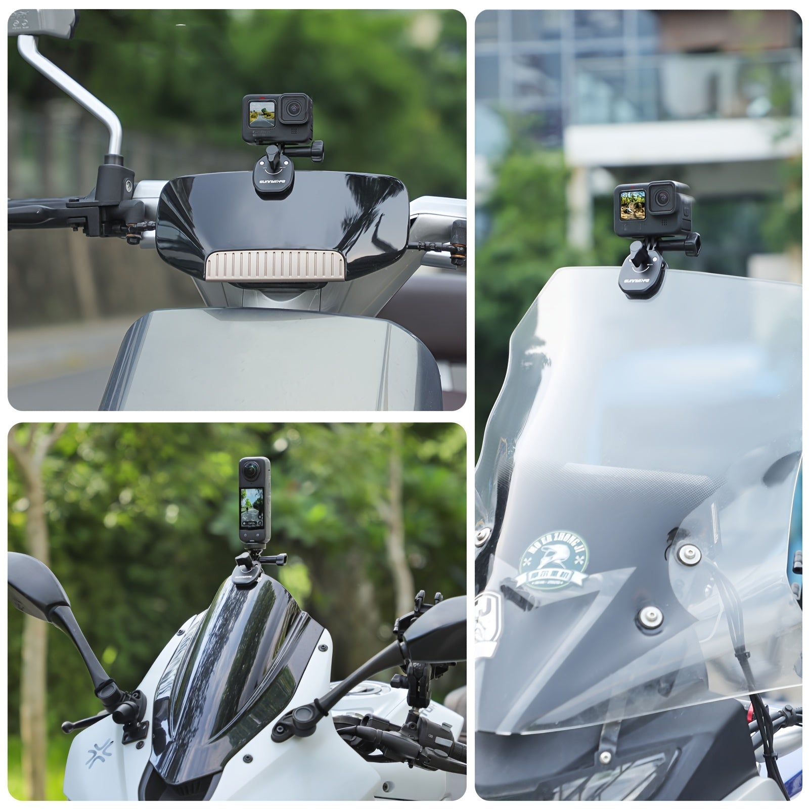 Motorcycle Windshield Action Camera Mount Aluminum Alloy Compatible with HERO8-12, Insta360 X3/X4, DJI Osmo Action