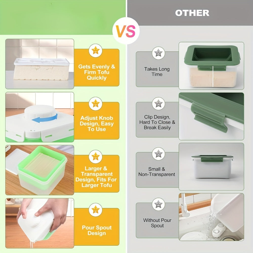 Adjustable Tofu Press Large Dishwasher Safe Drip Tray Vegan Food Prep