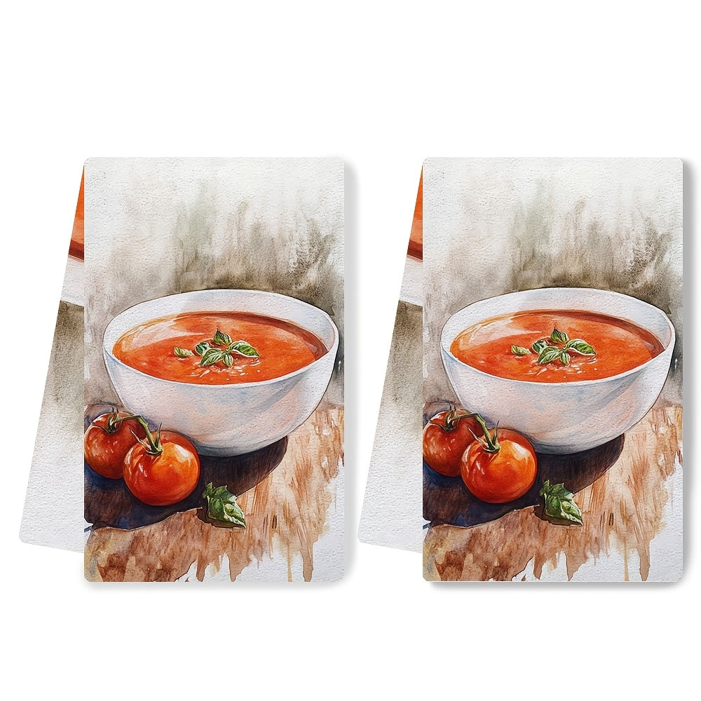 2-Piece Ultra Soft Kitchen Towels Absorbent Dish Hand Towels 40x60 cm Basil Design
