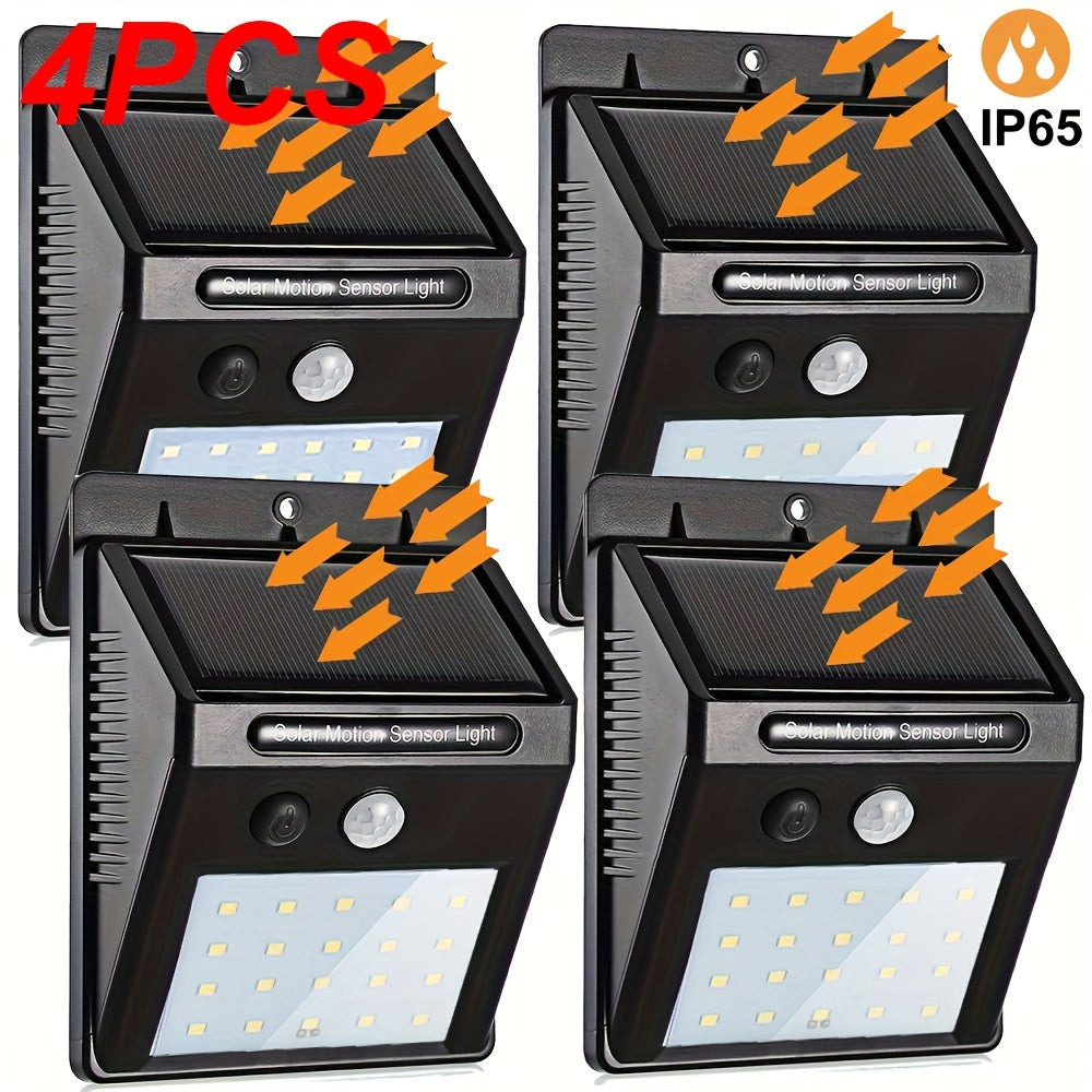 4-Piece Solar Outdoor Wall Lights with Motion Sensor for Garden Stairs Pathway