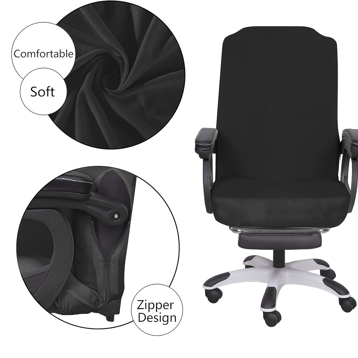 "Zipper Office Chair Cover for Swivel Chairs, High Back Protection, Washable Polyester Spandex Blend - Multiple Colors, TIANWOWO"