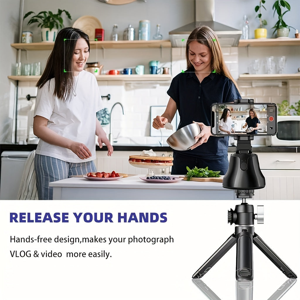 360 Rotation Auto Tracking Phone Tripod Selfie Stick with Remote for Face and Object Tracking