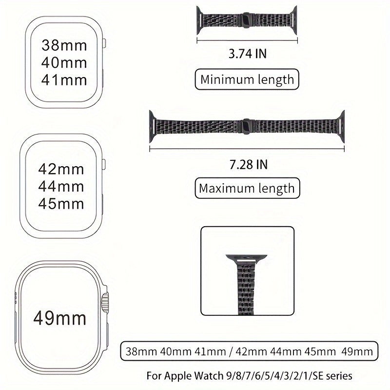 Women's Gold-Plated Stainless Steel Apple Watch Strap Compatible with 38mm to 49mm Series