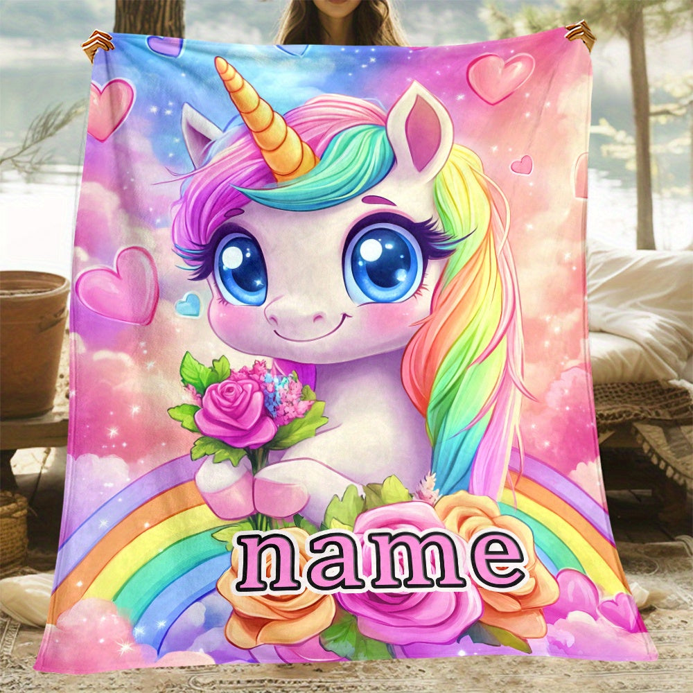 Personalized Mythical Creature Fleece Blanket Soft Cozy Gift for Sofa Bed Travel