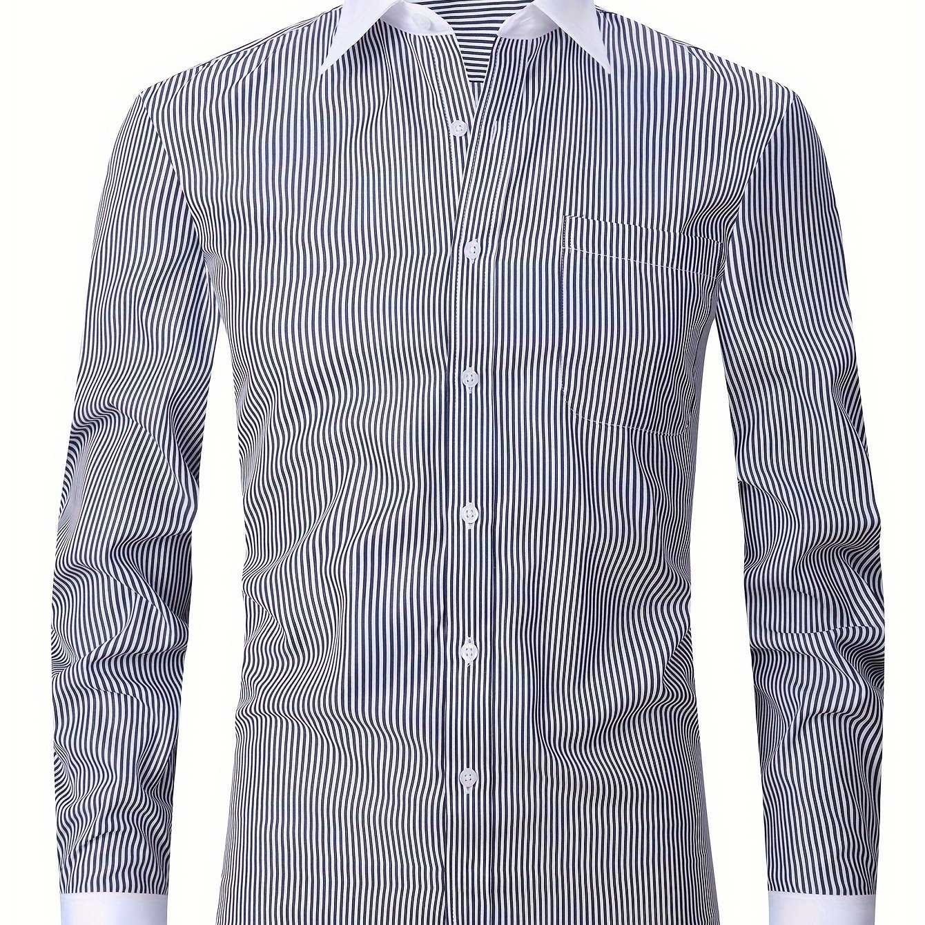 Men's French-Style Striped Dress Shirt Long Sleeve Cotton Polyester Formal Wear