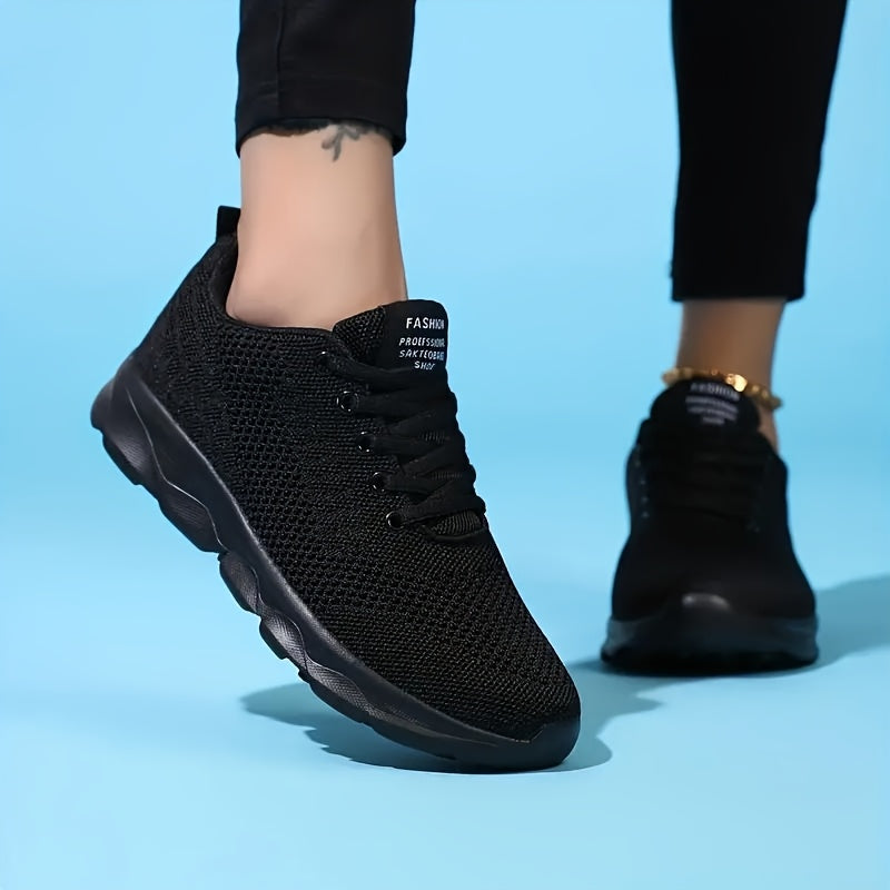 Women Breathable Mesh Knit Sneakers Allseason Casual Athletic Shoes Black White 35-44