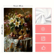 Set of 2 Ultra Soft Kitchen Towels 16x24 Inches Easter Lilies Tulips Absorbent
