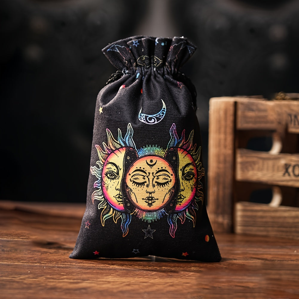 Набор из 6 бархатных мешочков на шнурке с астрологическими и небесными узорами для хранения украшений и путешествий