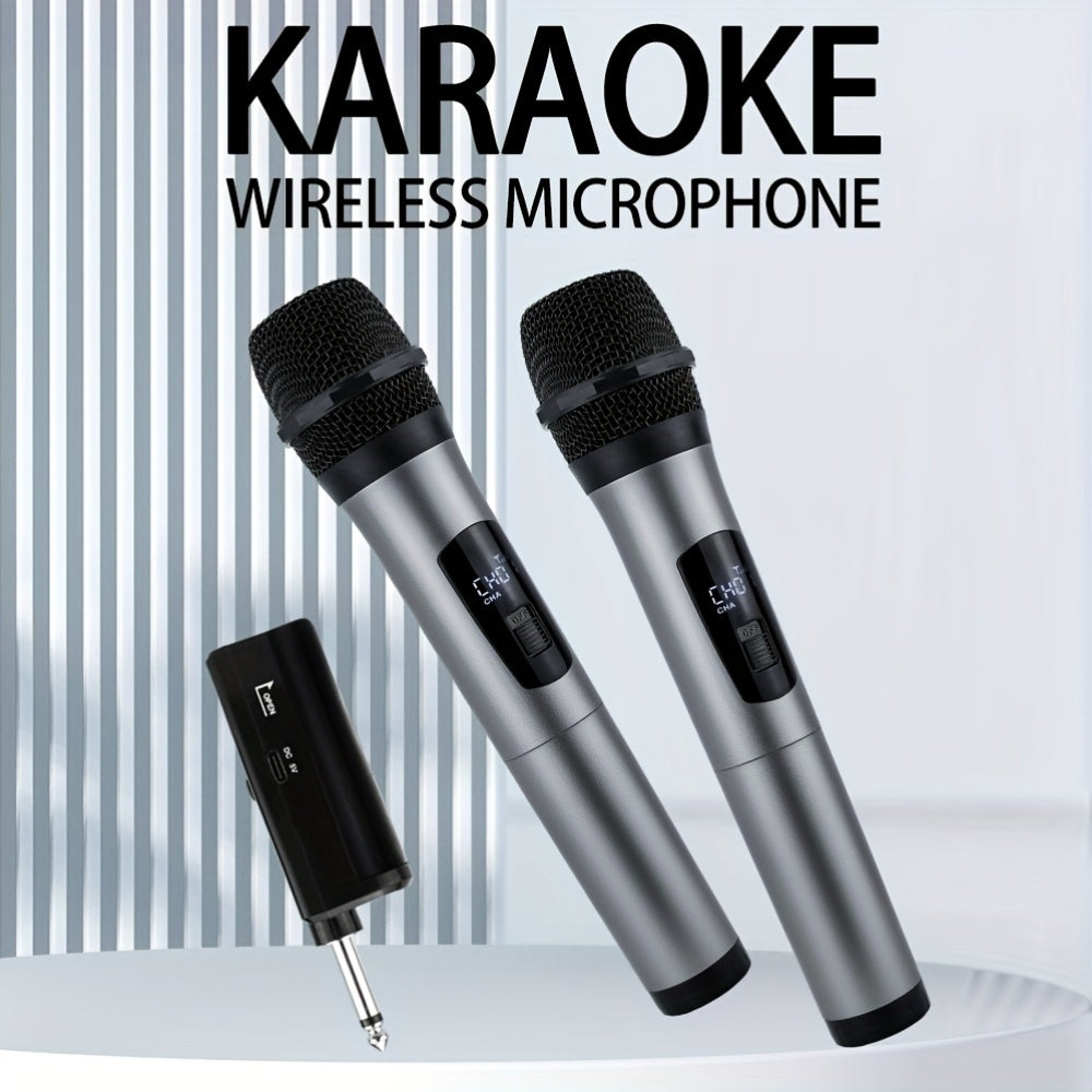 Wireless Karaoke Microphone with USB Rechargeable Battery 6.35mm Jack Small Diaphragm Clip Stand