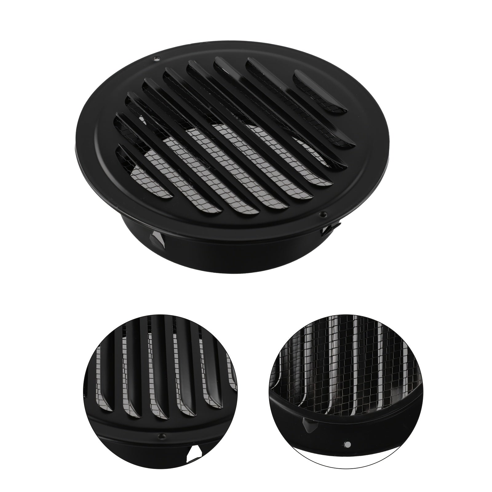Black Stainless Steel Vent Grille Wall Mount Round Drain Cover Multiple Sizes