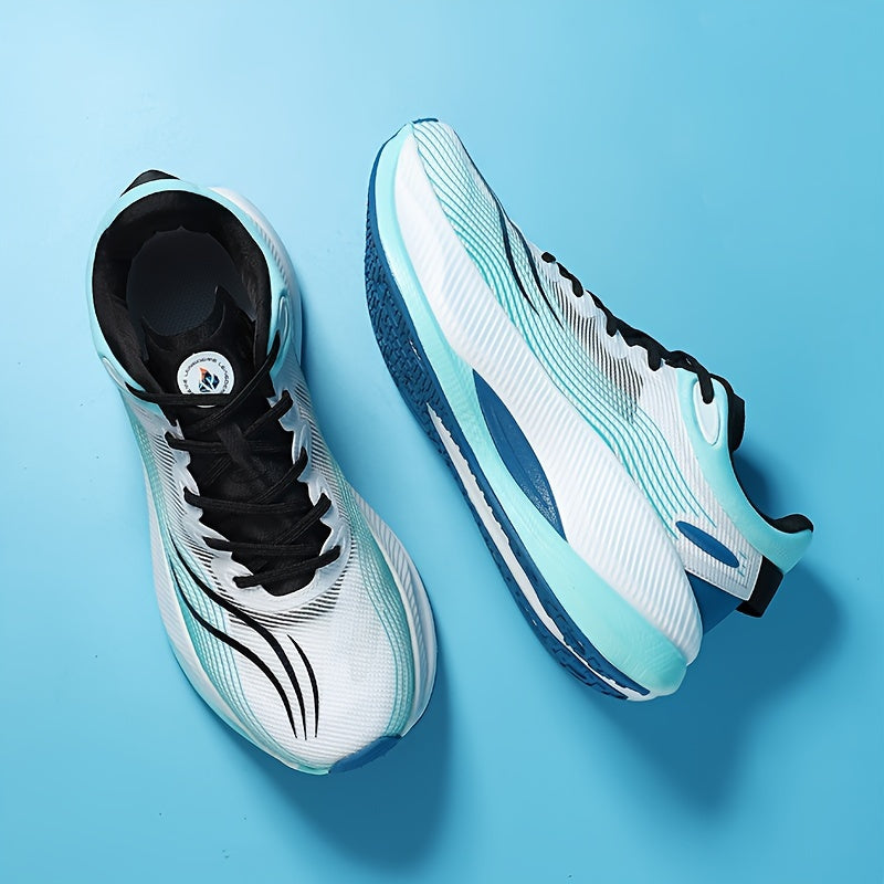 Lightweight Striped Running Shoes for Men and Women Breathable Fabric Rubber Sole Low Top Sneakers for Indoor Outdoor Sports