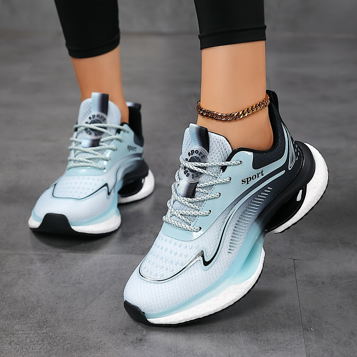 Women's Mesh Athletic Sneakers Lightweight Running Shoes Black White Blue