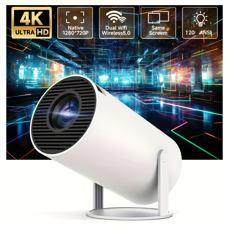 Mini 4K Portable Projector with WiFi 6, 720P Support, 180° Adjustments