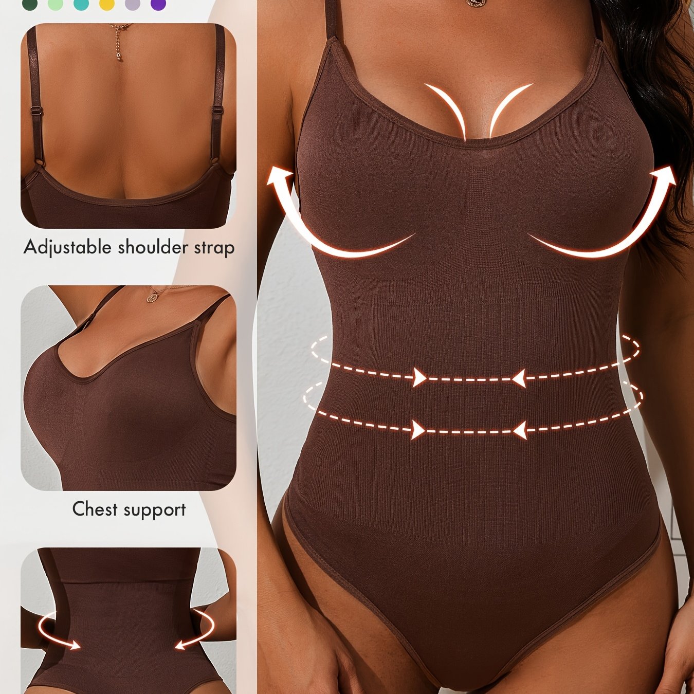Body moldeador femenino con soporte alto, control de abdomen, levantamiento de glúteos, punto acanalado, nylon ligero con elastano