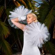 Bridal Gloves Mesh Flower Details Wedding Accessory Polyester Hand Wash