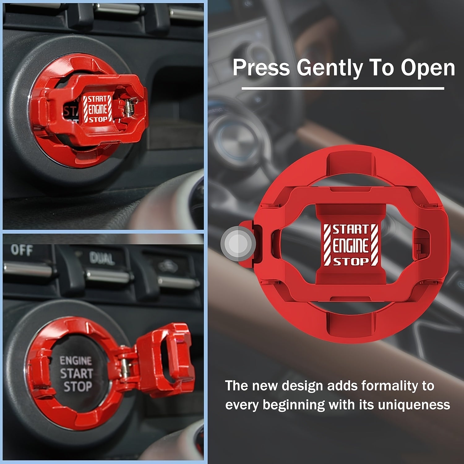 Universal Metal Push Start Button Cover for Car Ignition Anti-Scratch Protector
