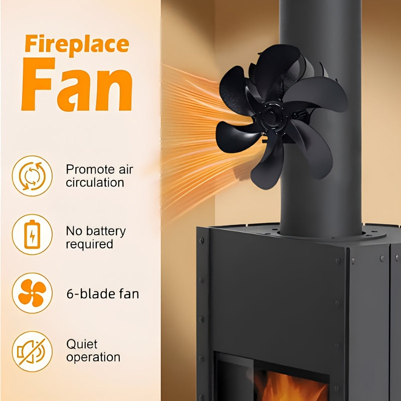 High-Speed 6-Blade Heat Powered Wood Stove Fan for Efficient Heating and Cooling
