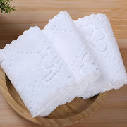 300 White Microfiber Towels with Flower Embossed Washcloths for Cleaning and Bathroom