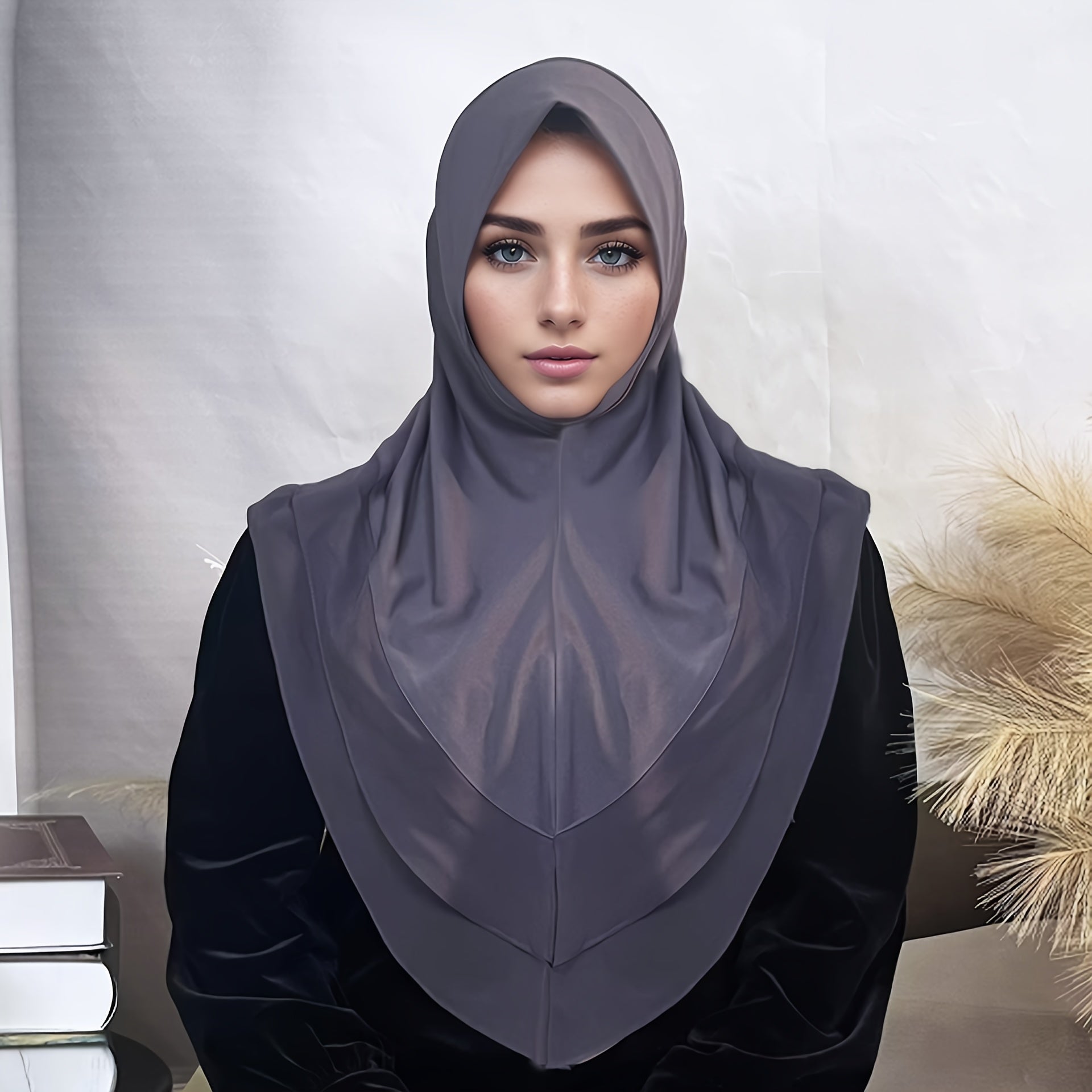 Women's Double Layer Chiffon Hijab Cap Solid Color Modest Head Covering