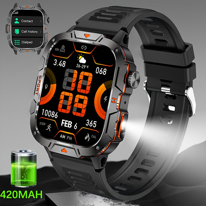 Men's Smart Watch 1.96 Inch HD Screen Waterproof IP68 Fitness Tracker with Wireless Calling and Long Battery