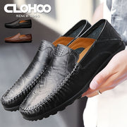 Men's Leather Loafer Shoes Casual Business Slip-On Round Toe All-Season
